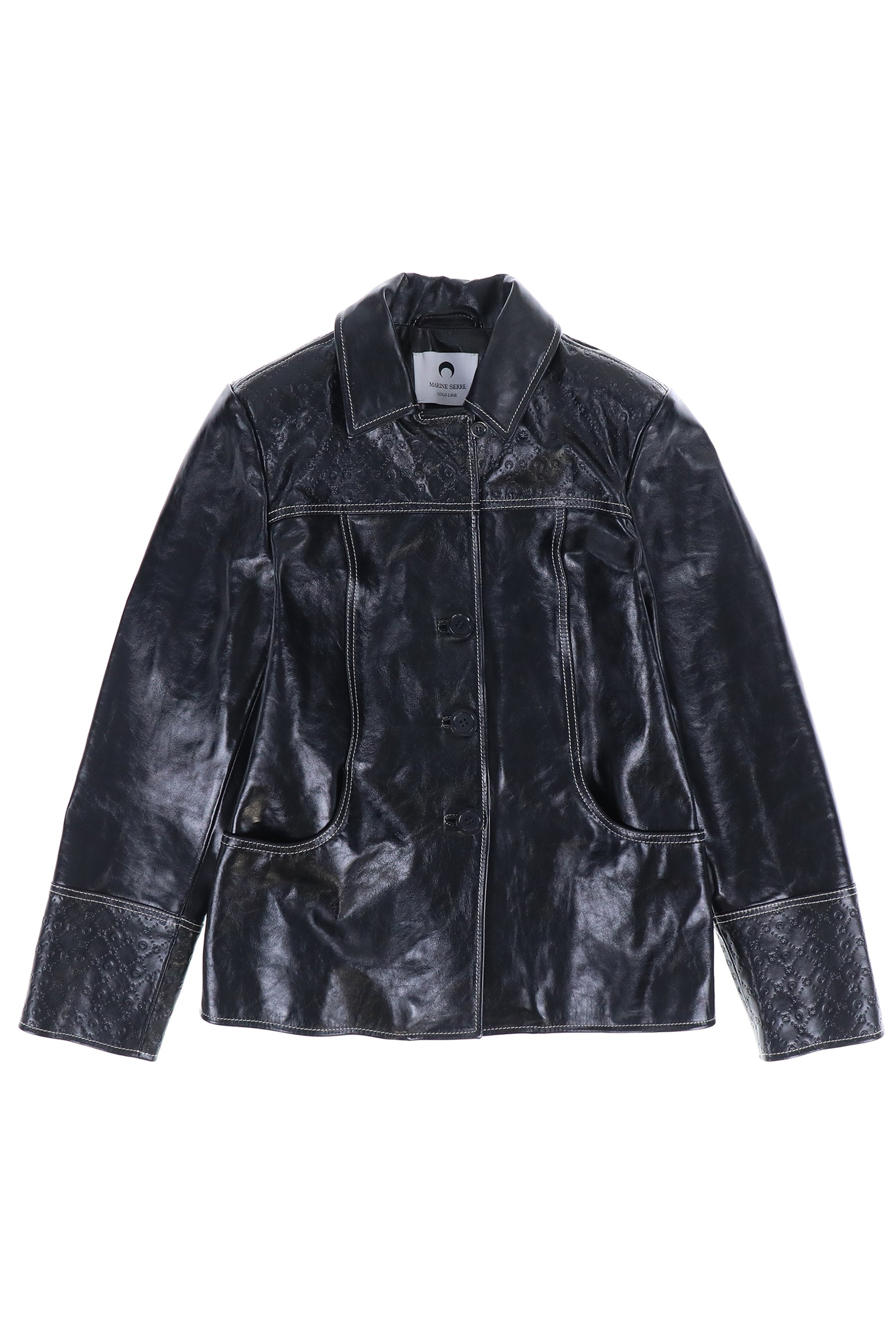 Marine Serre マリーン セル FW23 EMBOSSED LEATHER JACKET / BLK -NUBIAN