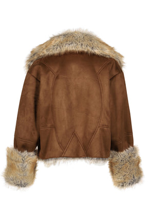FUR TRIM COAT / BRW