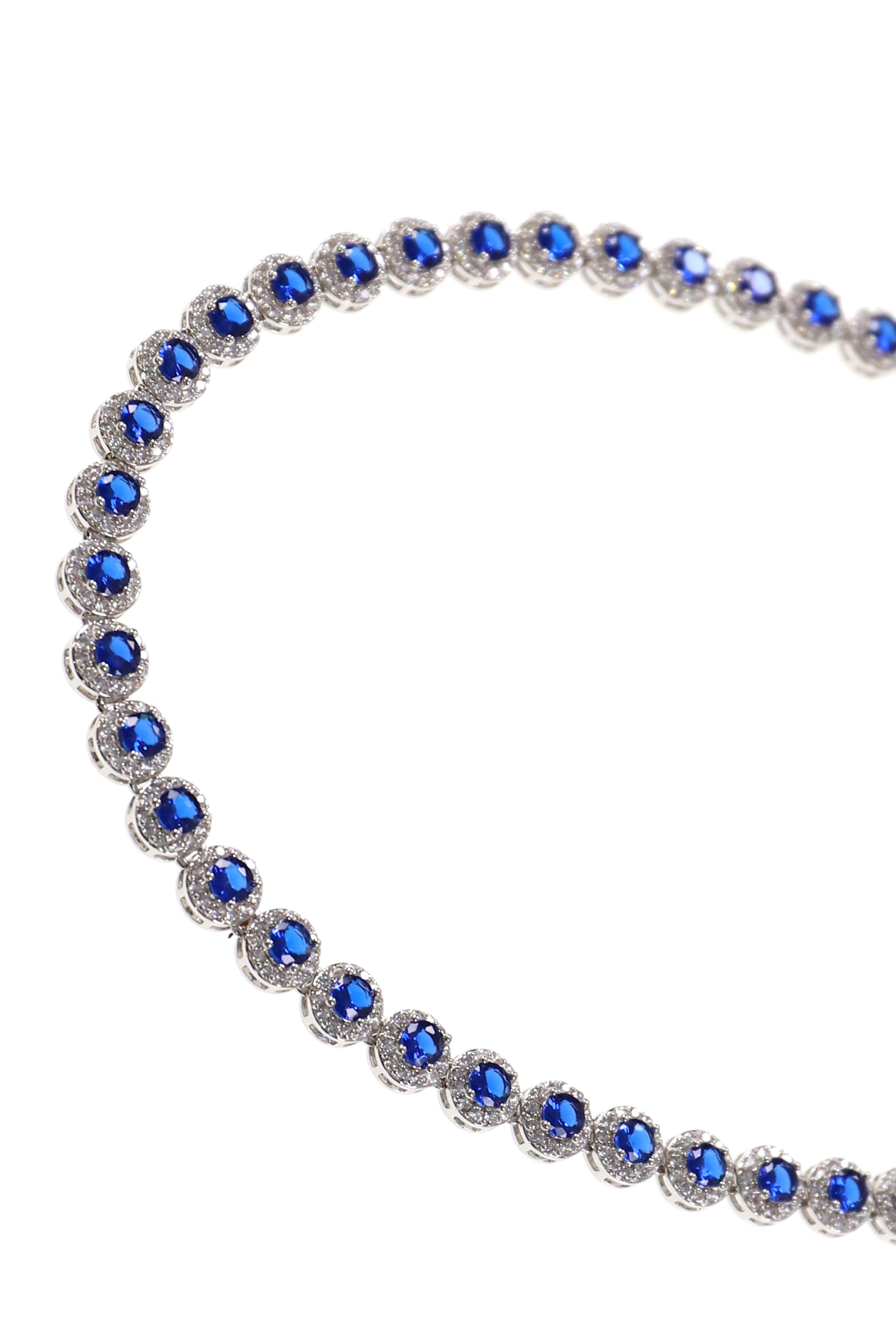 BLUE HALO TENNIS NECKLACE  / BLUE