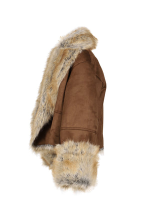 FUR TRIM COAT / BRW