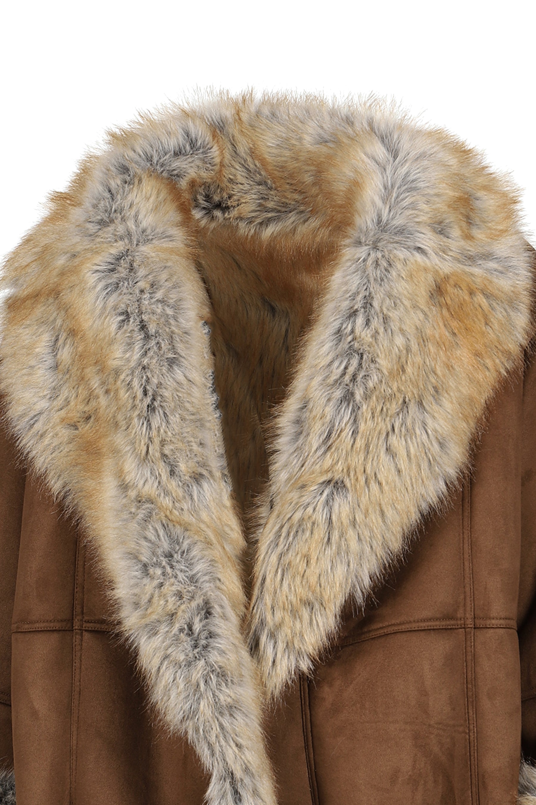 FUR TRIM COAT / BRW