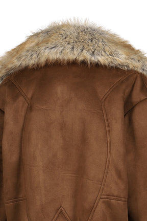 FUR TRIM COAT / BRW