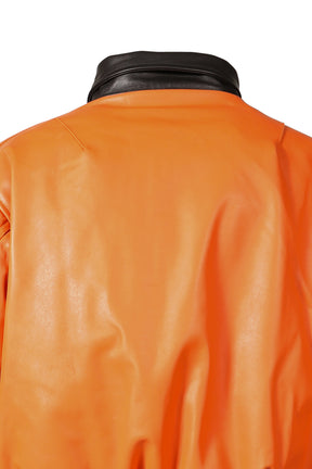 REVERSIBLE LEATHER BOMBER / BLK/ORG