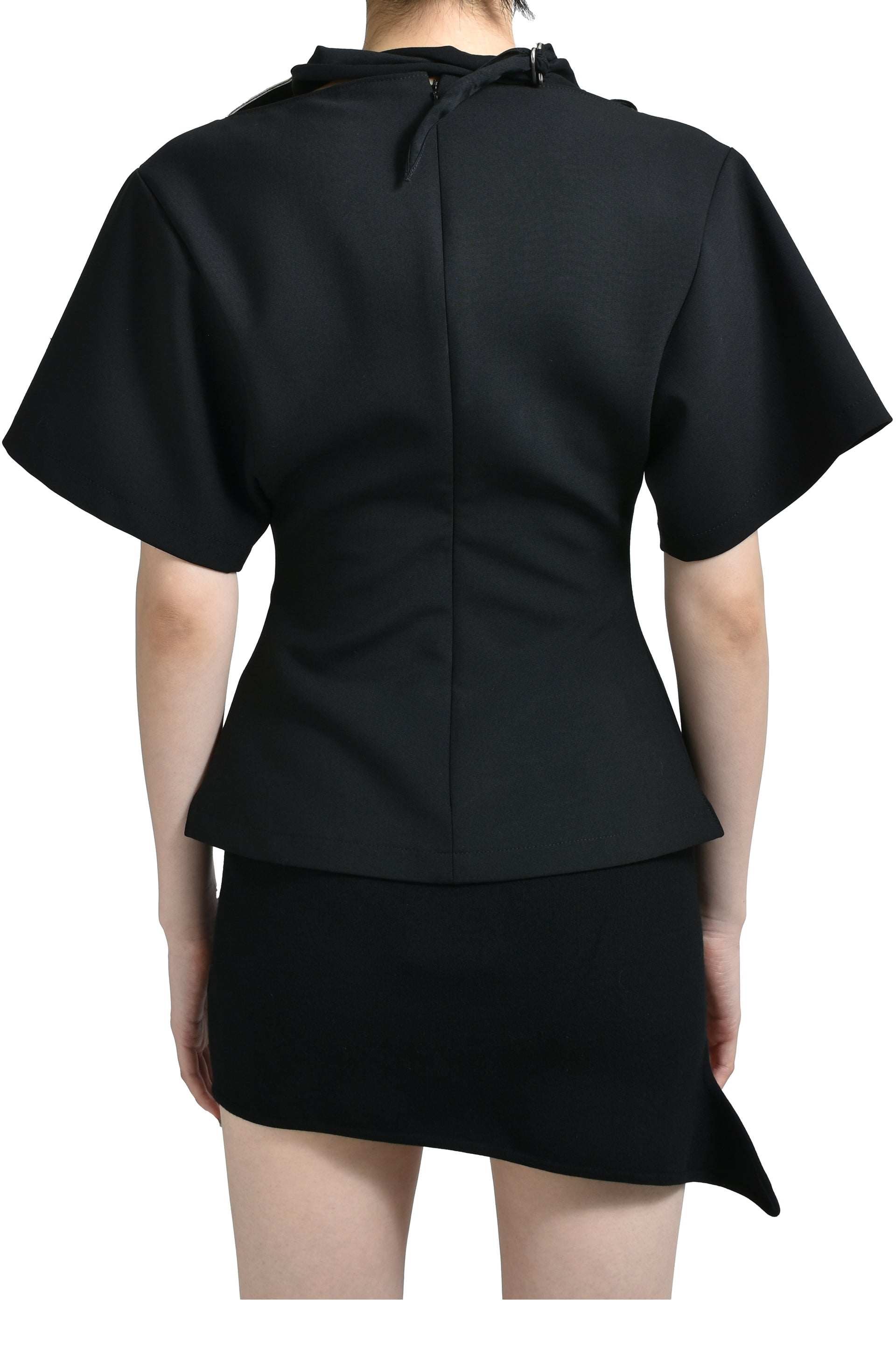 SCARF POLYWOOL TOP / BLACK 