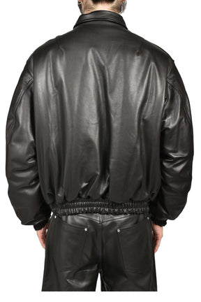 REVERSIBLE LEATHER BOMBER / BLK/ORG