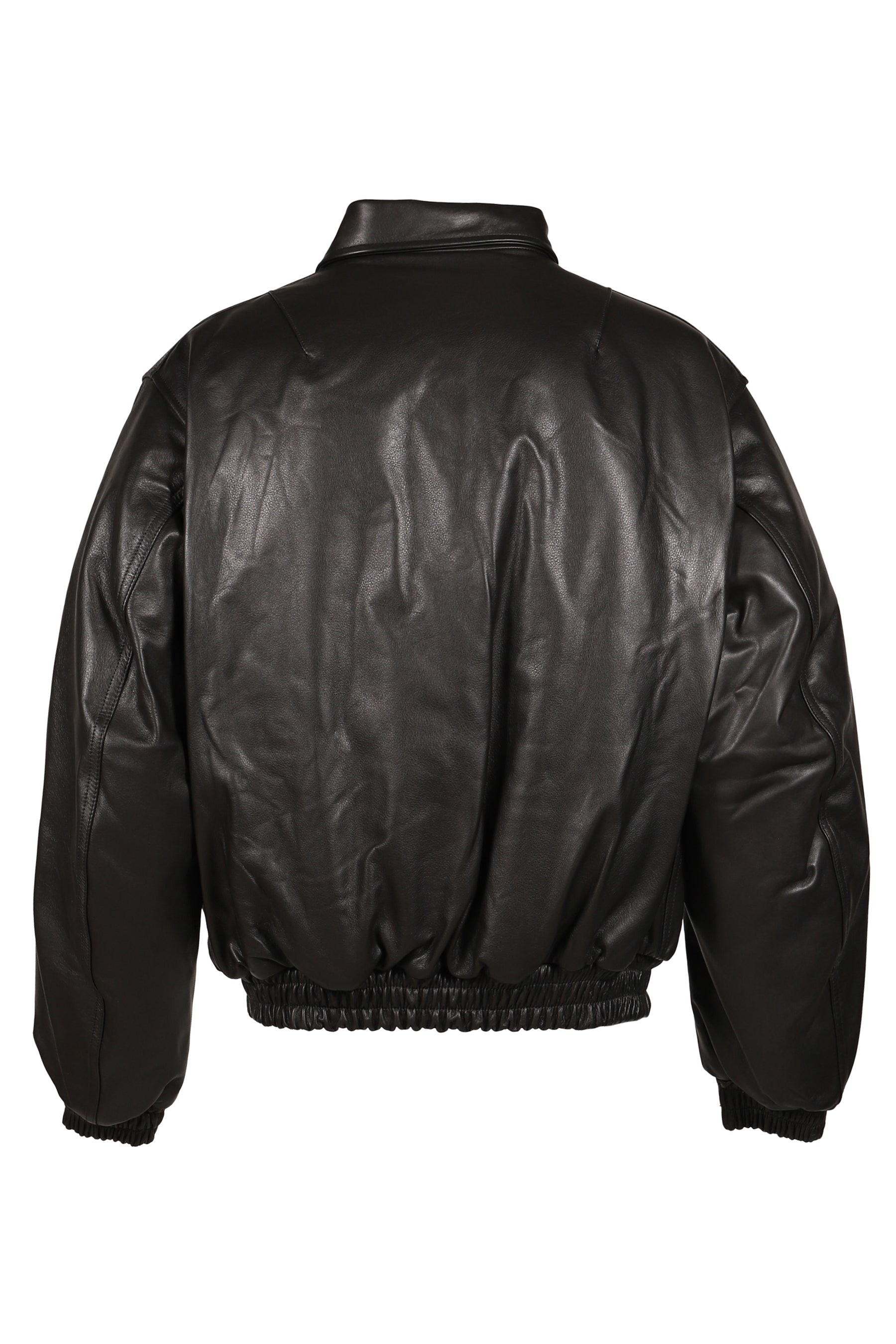 REVERSIBLE LEATHER BOMBER / BLK/ORG
