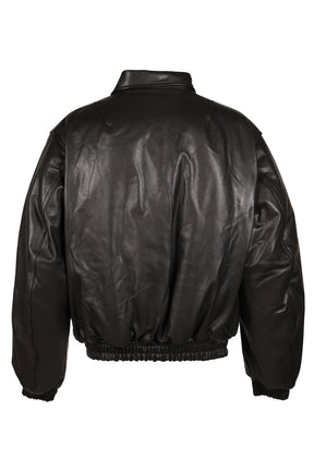 REVERSIBLE LEATHER BOMBER / BLK/ORG