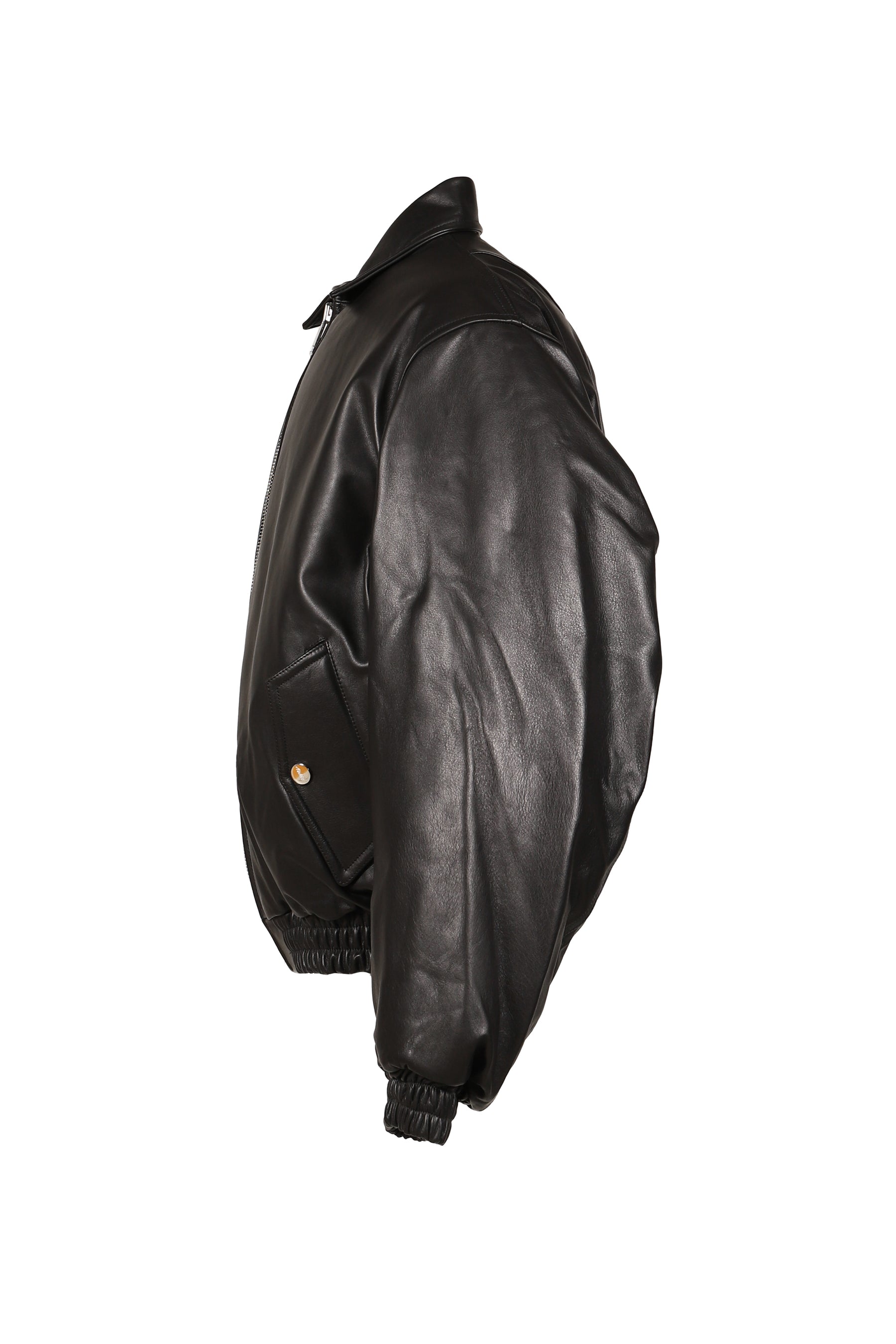 REVERSIBLE LEATHER BOMBER / BLK/ORG