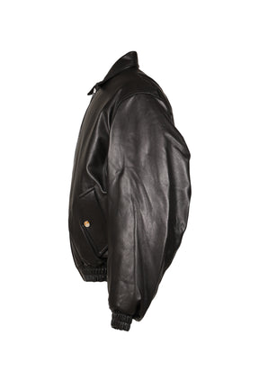 REVERSIBLE LEATHER BOMBER / BLK/ORG