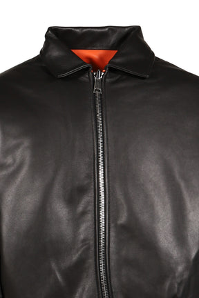 REVERSIBLE LEATHER BOMBER / BLK/ORG