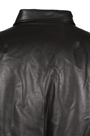 REVERSIBLE LEATHER BOMBER / BLK/ORG