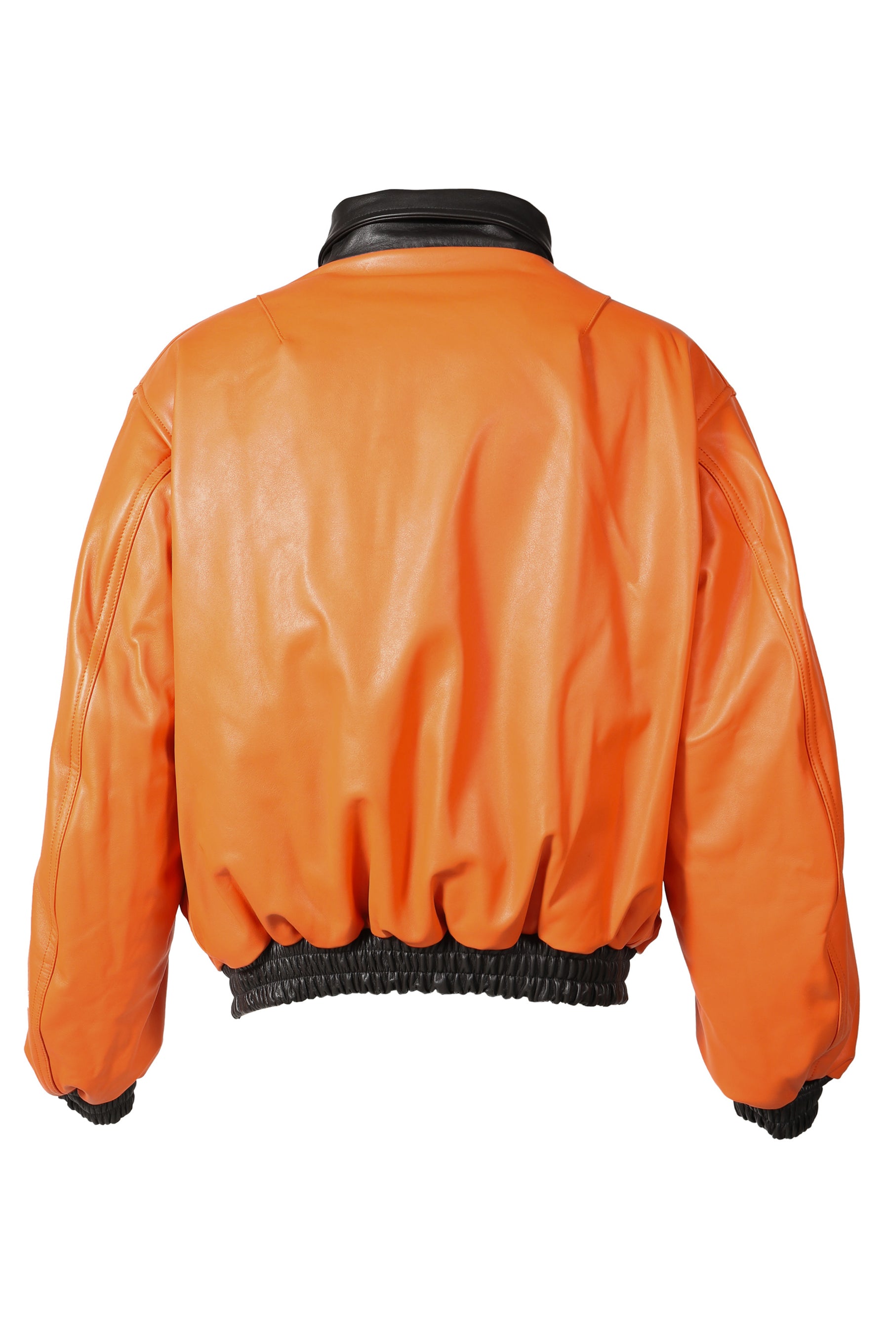 REVERSIBLE LEATHER BOMBER / BLK/ORG