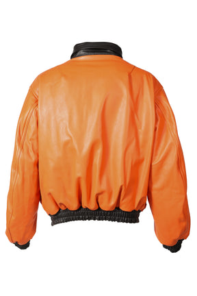 REVERSIBLE LEATHER BOMBER / BLK/ORG