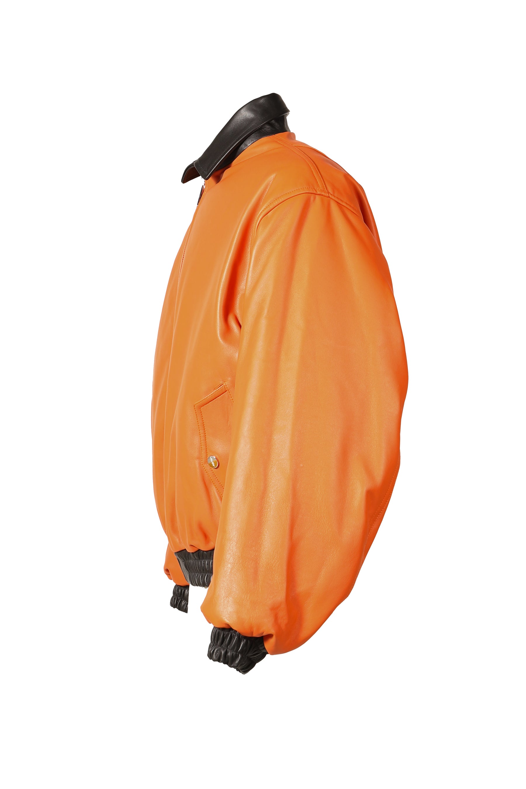 REVERSIBLE LEATHER BOMBER / BLK/ORG