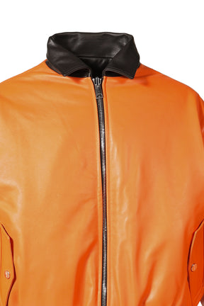 REVERSIBLE LEATHER BOMBER / BLK/ORG