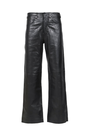 LEATHER STRAIGHT LEG PANT / BLK