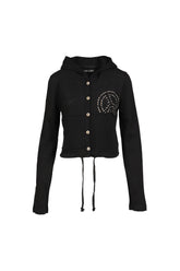 PARRA STUD HOOD CARDIGAN / BLK