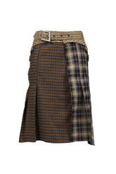 UNISEX MULTI CHECK COMBO SKIRT / MULTI