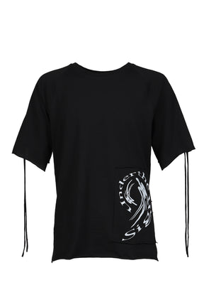 WASTELAND PRINTED PATCHWORK TSHIRT / BLK (WHT PRINT)