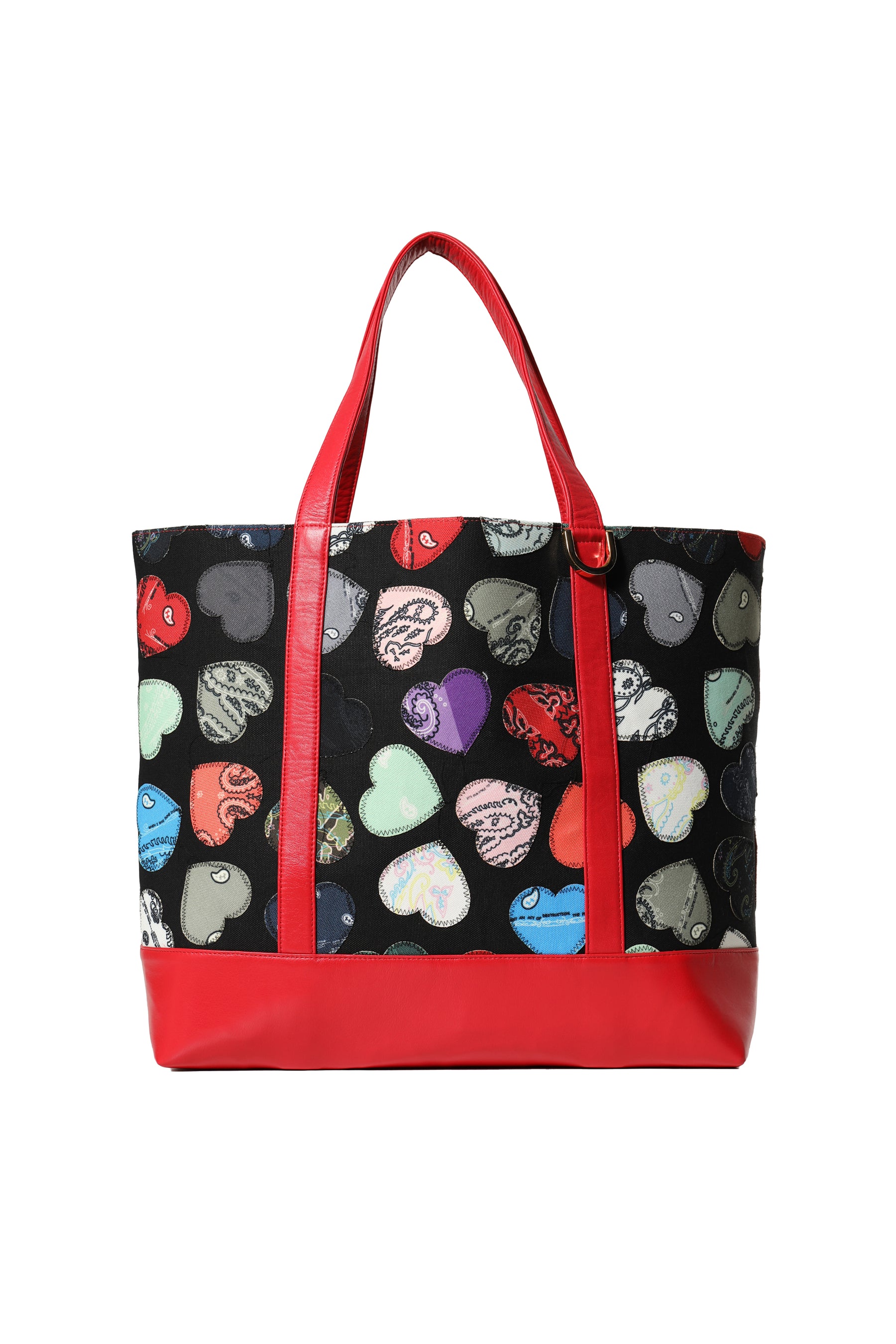 HEART PATCH PAISLEY TOTE BAG / BLK