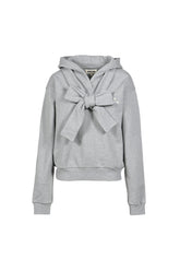 TIE FRONT BOW HOODIE / GRY