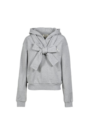 TIE FRONT BOW HOODIE / GRY