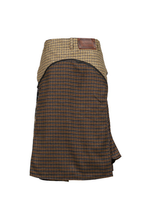 UNISEX MULTI CHECK COMBO SKIRT / MULTI