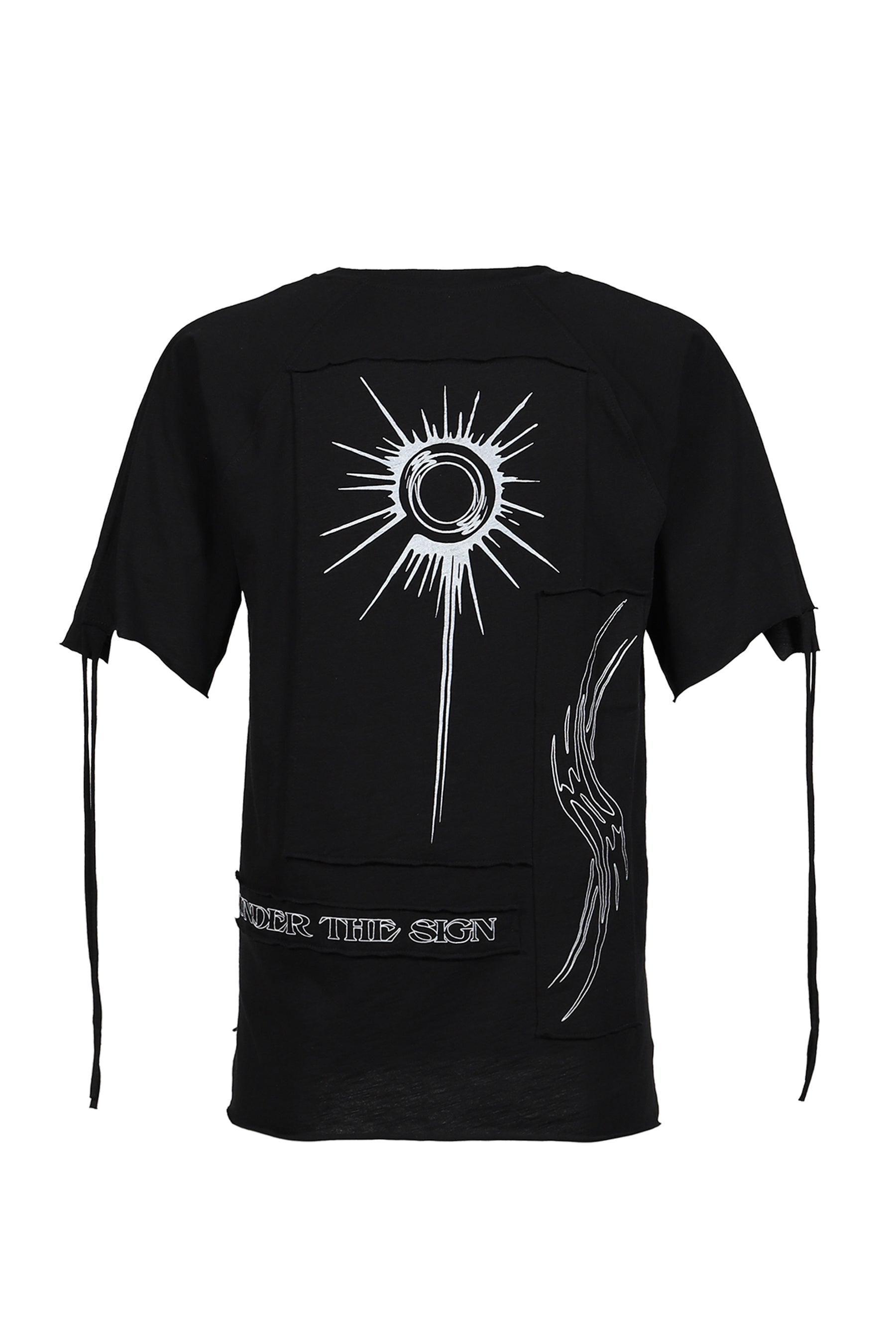 WASTELAND PRINTED PATCHWORK TSHIRT / BLK (WHT PRINT)