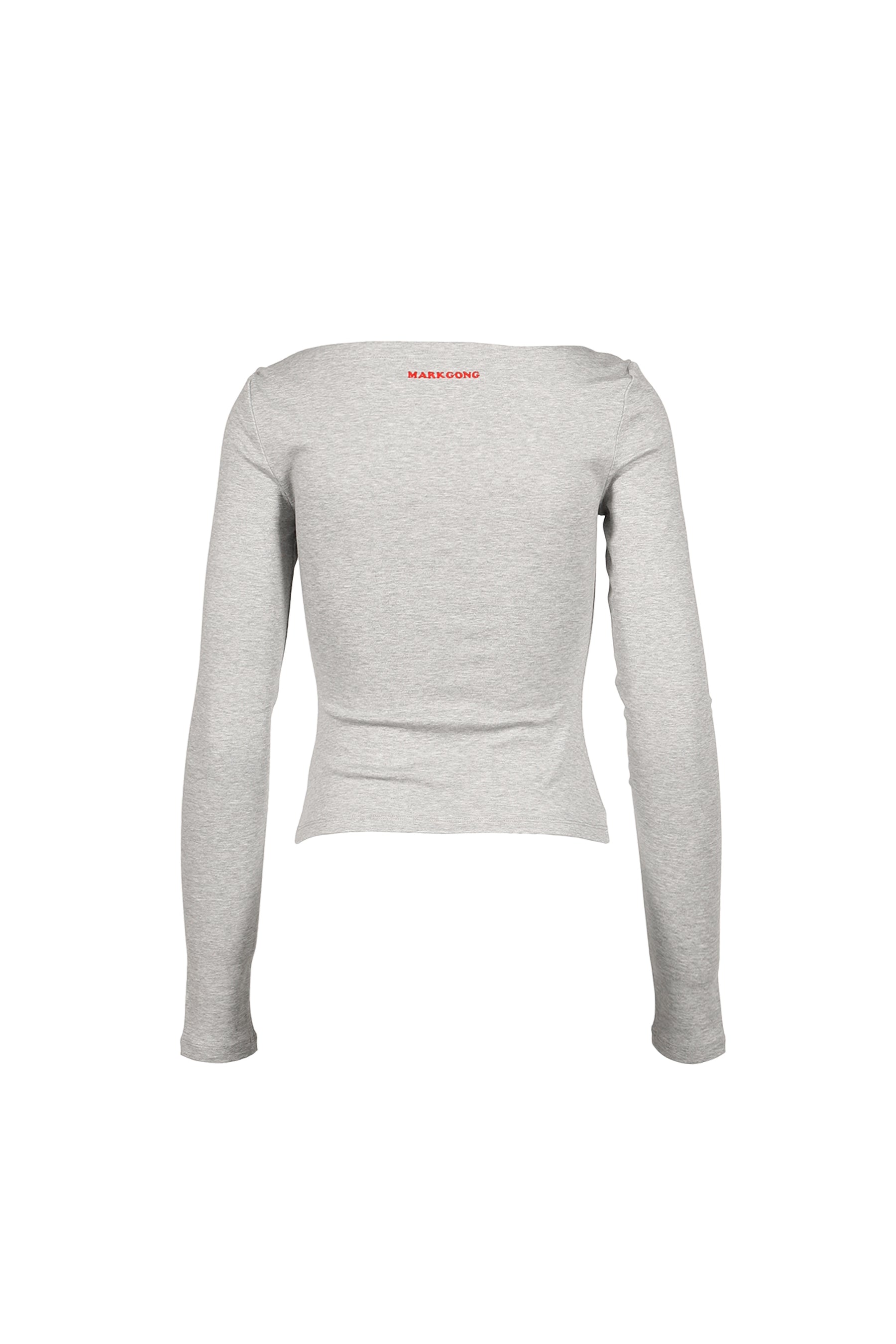 GREY PRINT OFF-SHOULDER LONG SLEEVE TEE / GRY