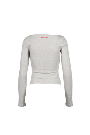 GREY PRINT OFF-SHOULDER LONG SLEEVE TEE / GRY