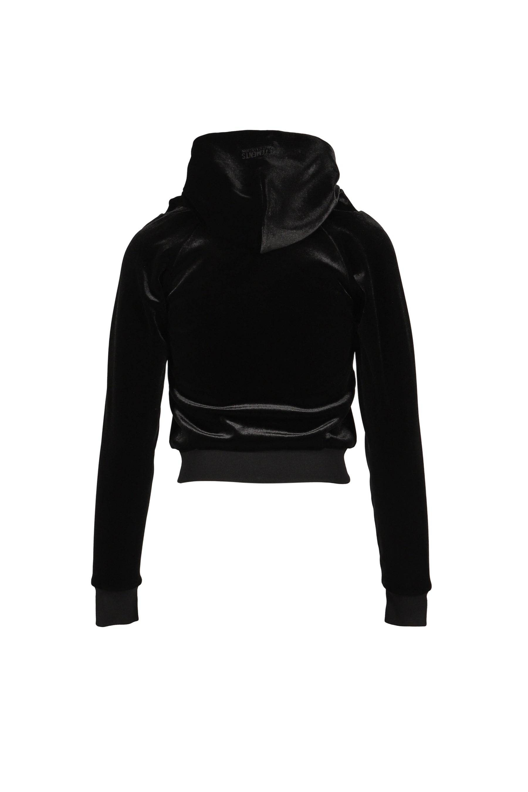 VELVET FITTED ZIP-UP HOODIE / BLK