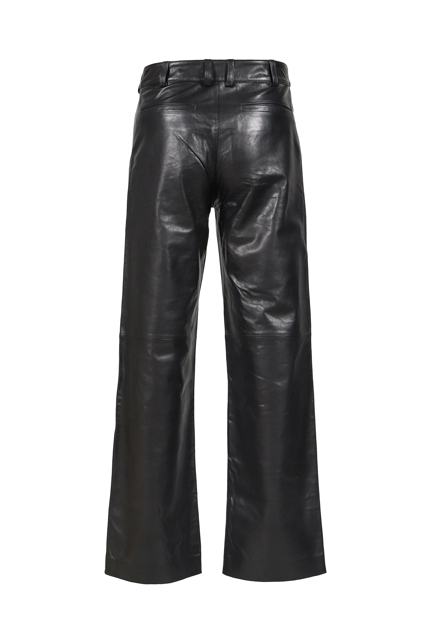 LEATHER STRAIGHT LEG PANT / BLK