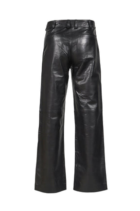 LEATHER STRAIGHT LEG PANT / BLK
