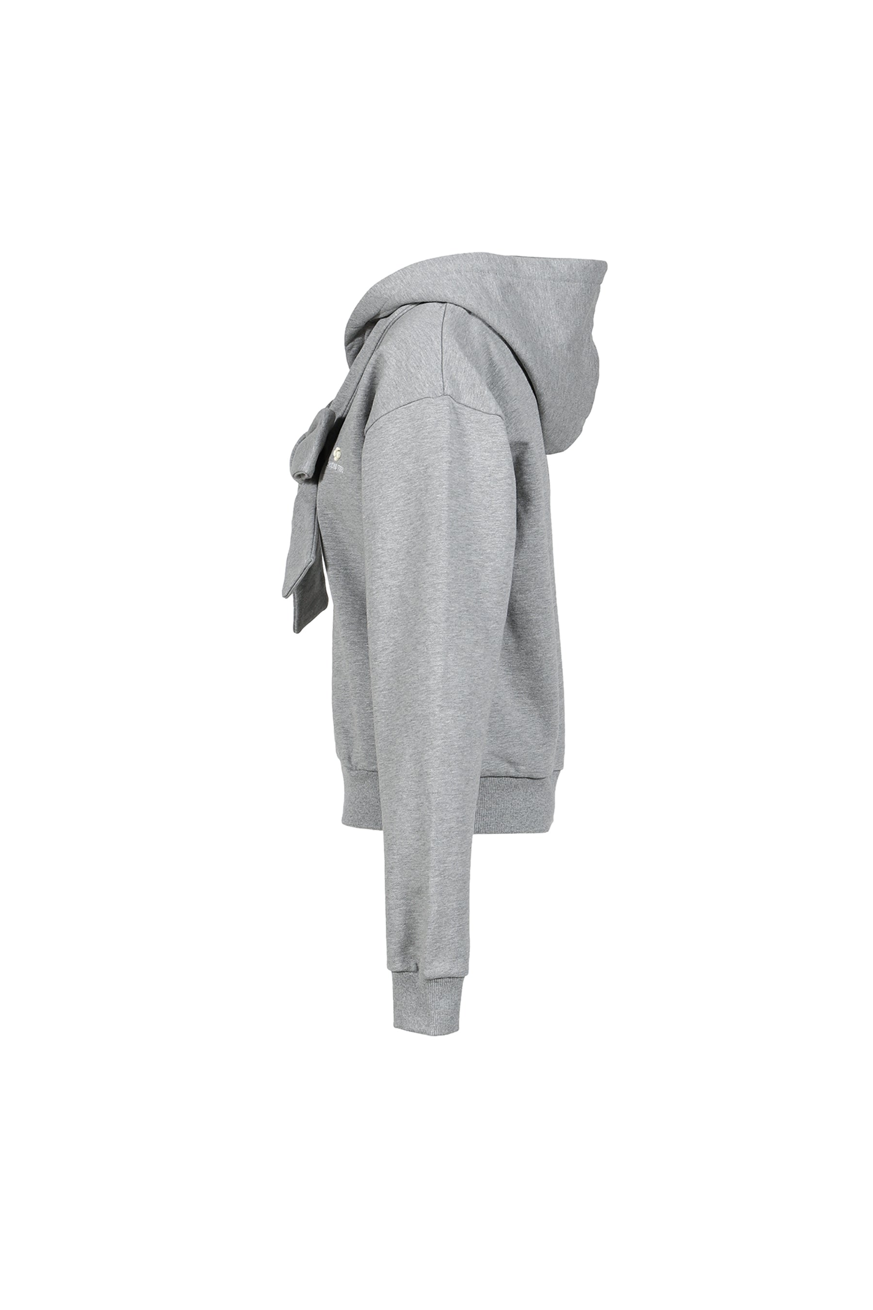 TIE FRONT BOW HOODIE / GRY