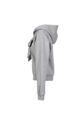 TIE FRONT BOW HOODIE / GRY