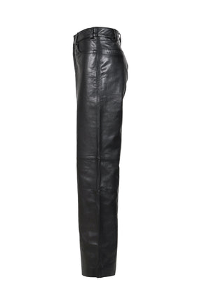 LEATHER STRAIGHT LEG PANT / BLK