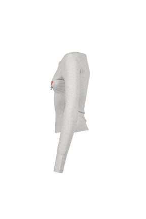 GREY PRINT OFF-SHOULDER LONG SLEEVE TEE / GRY