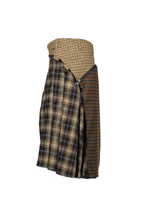 UNISEX MULTI CHECK COMBO SKIRT / MULTI