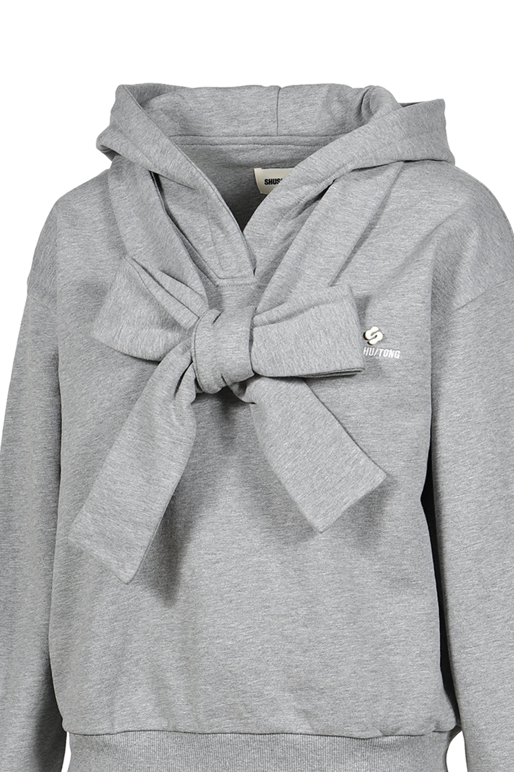 TIE FRONT BOW HOODIE / GRY