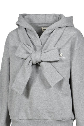 TIE FRONT BOW HOODIE / GRY