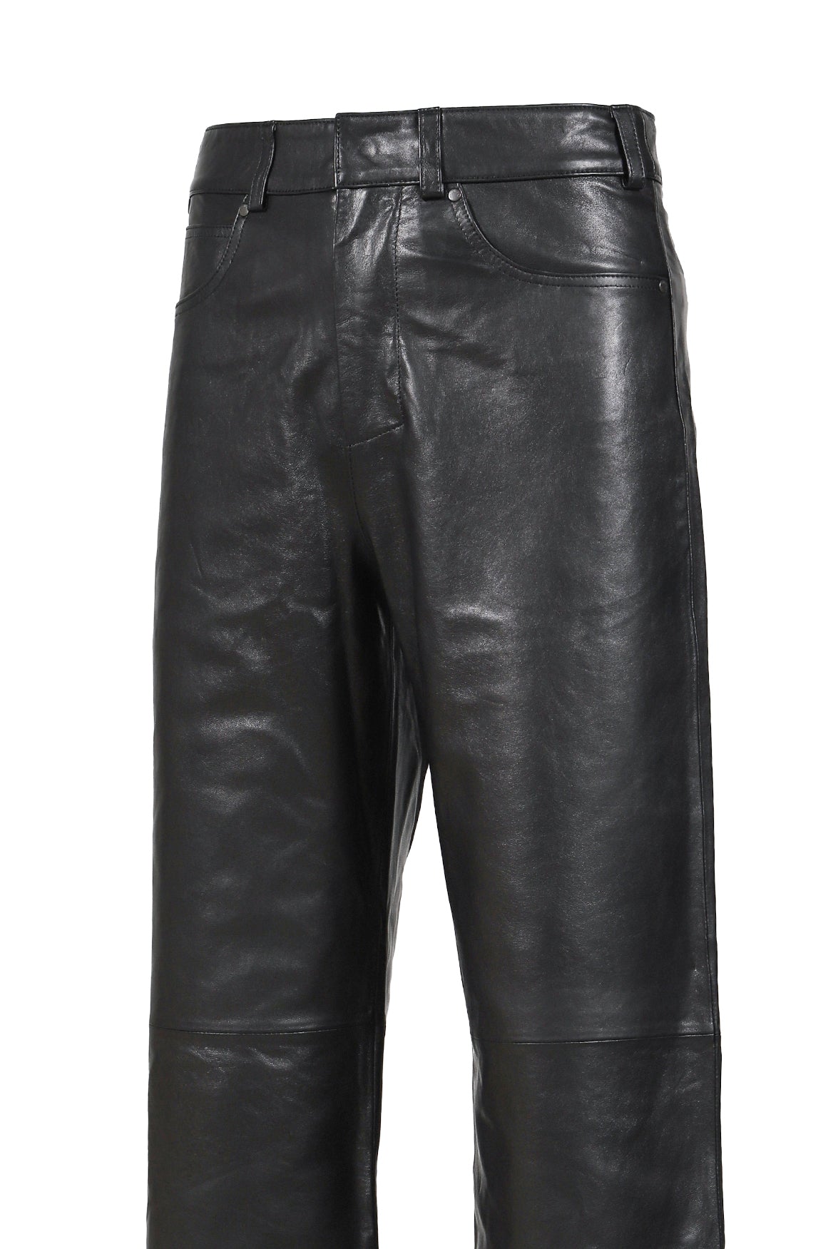 LEATHER STRAIGHT LEG PANT / BLK