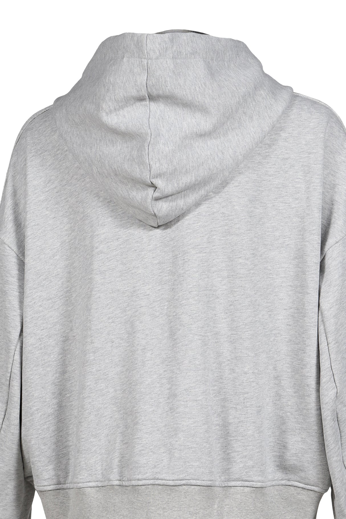 2 IN 1 ZIP HOODIE WITH CHECK SHIRT / GRY