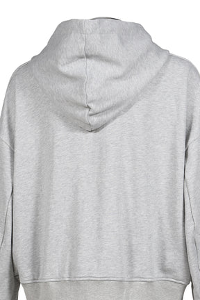 2 IN 1 ZIP HOODIE WITH CHECK SHIRT / GRY