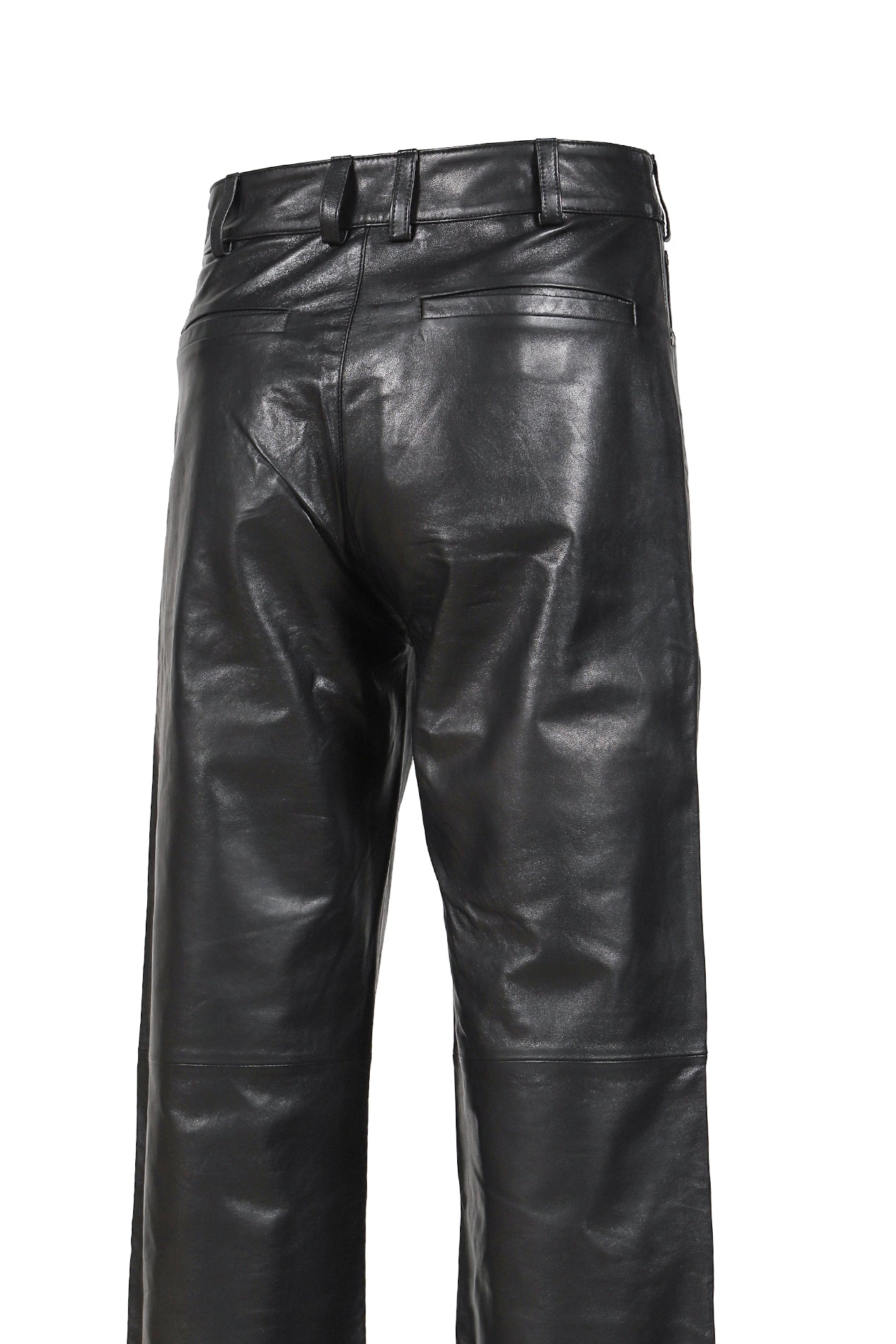LEATHER STRAIGHT LEG PANT / BLK
