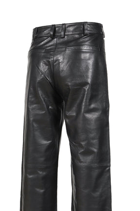 LEATHER STRAIGHT LEG PANT / BLK