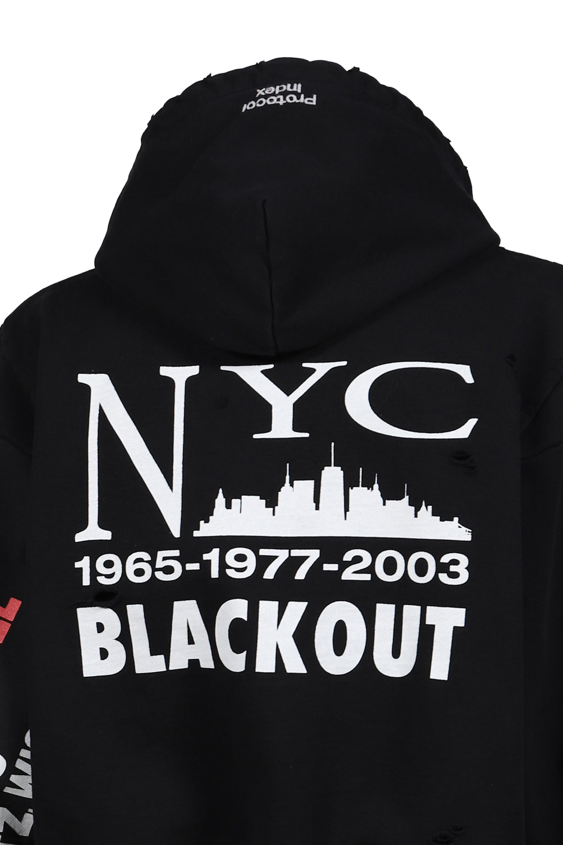 RECONSTRUCTED SWEATSHIRTS ZIP HOODIE / BLK