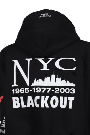 RECONSTRUCTED SWEATSHIRTS ZIP HOODIE / BLK