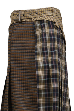 UNISEX MULTI CHECK COMBO SKIRT / MULTI