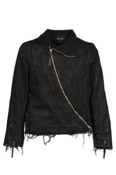 DISTRESSED FENCING JACKET V2 / WAXED BLK
