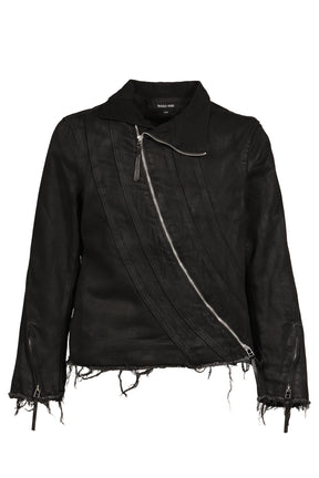 DISTRESSED FENCING JACKET V2 / WAXED BLK